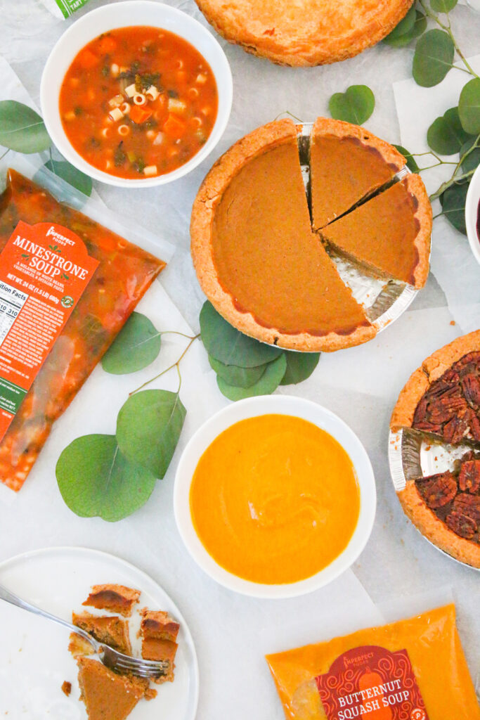 Butternut squash soup, minestrone, pumpkin pie, and pecan pie in our winter grocery preview