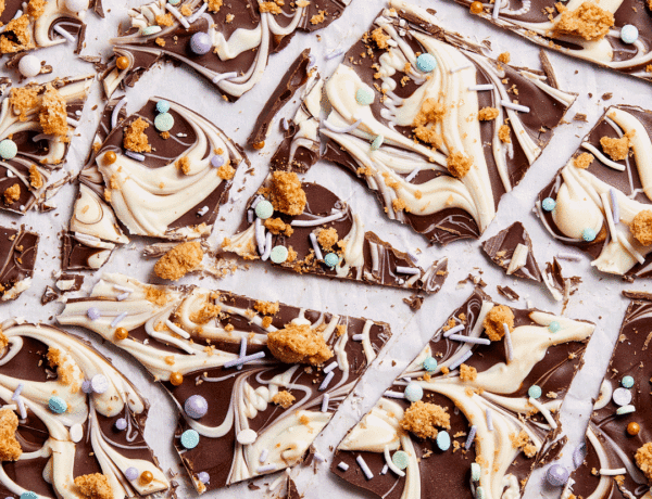 white chocolate and cookie crumbles Easter chocolate bark