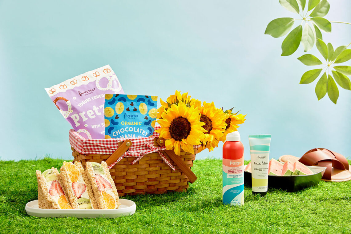 Imperfects summer grocery preview with a basket of goodies