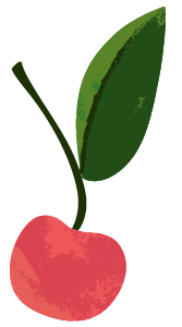 single cherry with leaf illustration