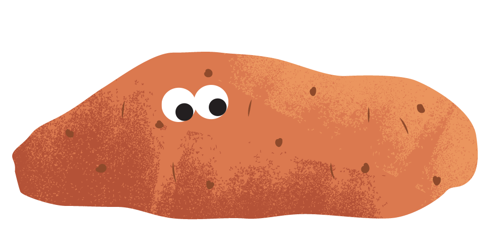sweet potato illustration with googlies