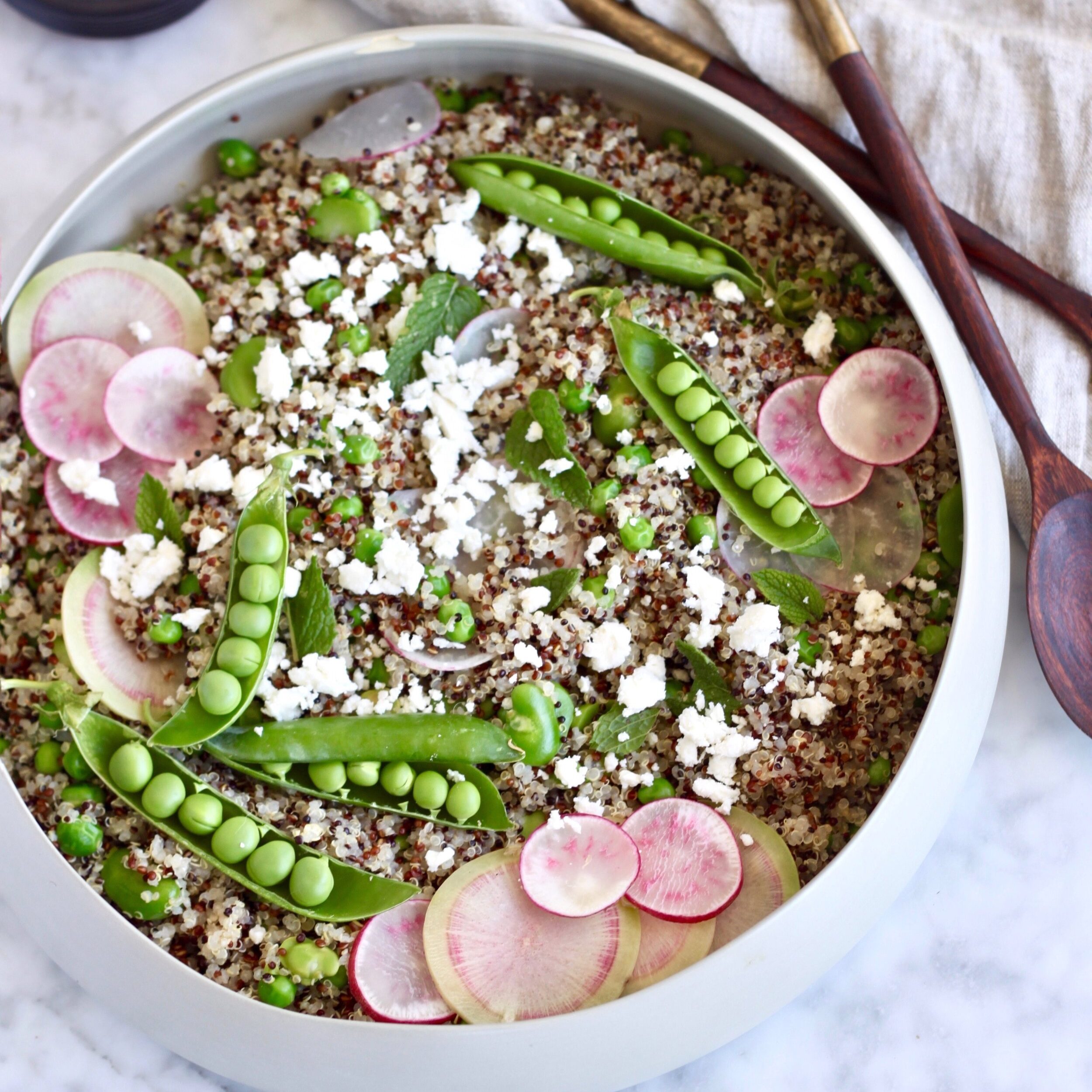 quinoa with feta and spring vegetables 