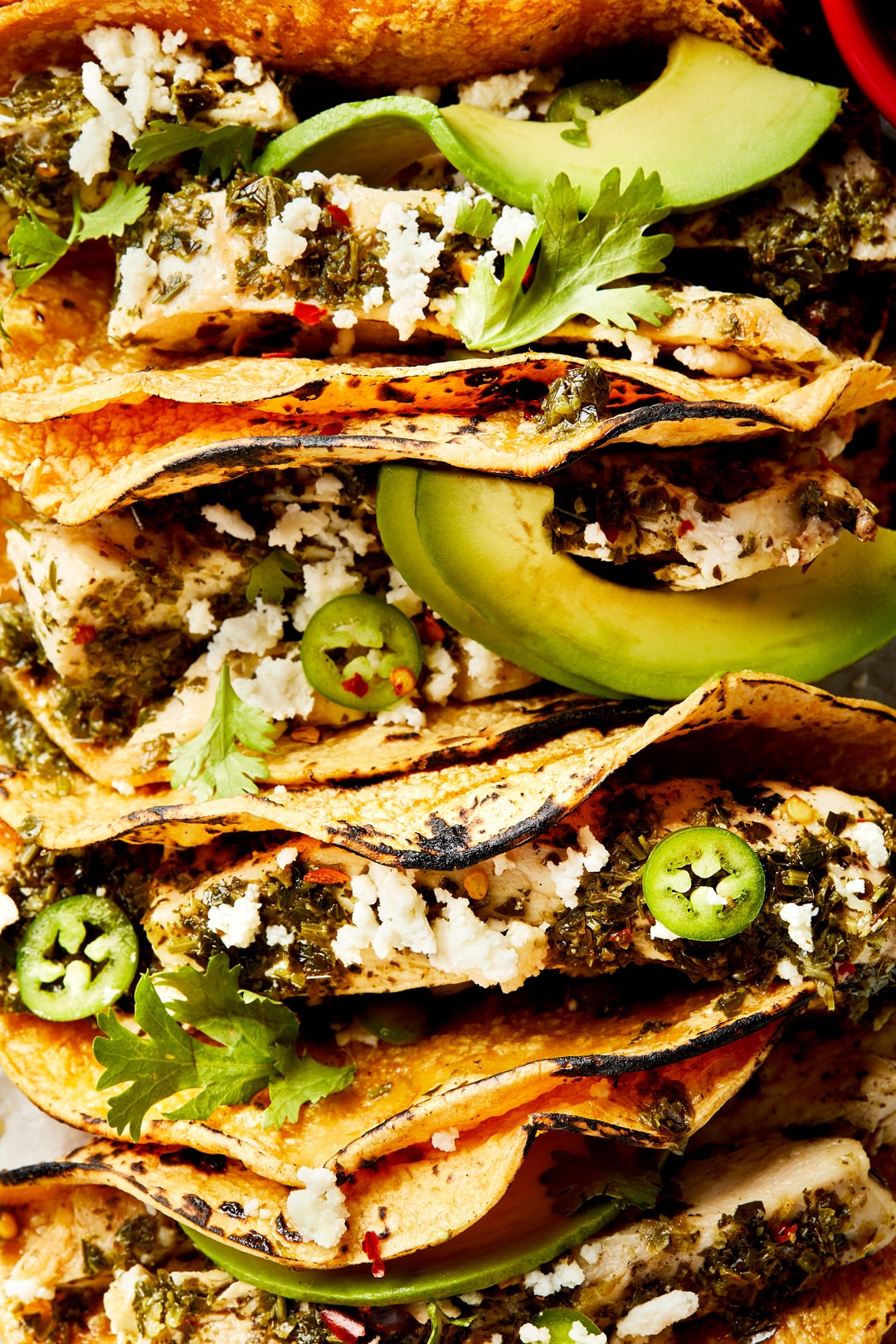 Chimichurri Chicken Tacos with avocado