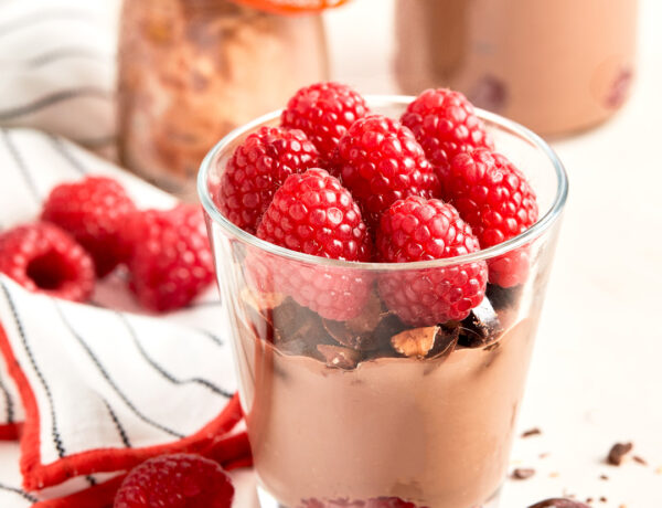 Easy Dark Chocolate Pudding with Raspberries
