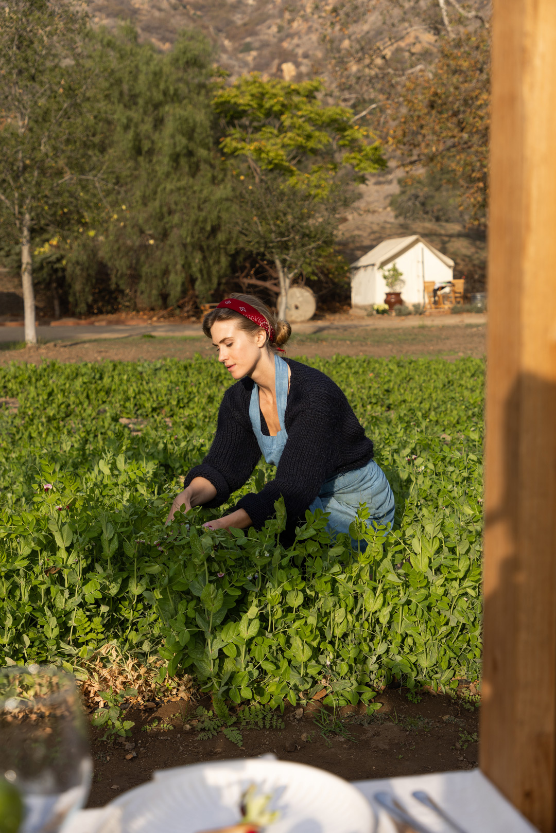 Chef Analise Roland in the garden at Malibu Farms