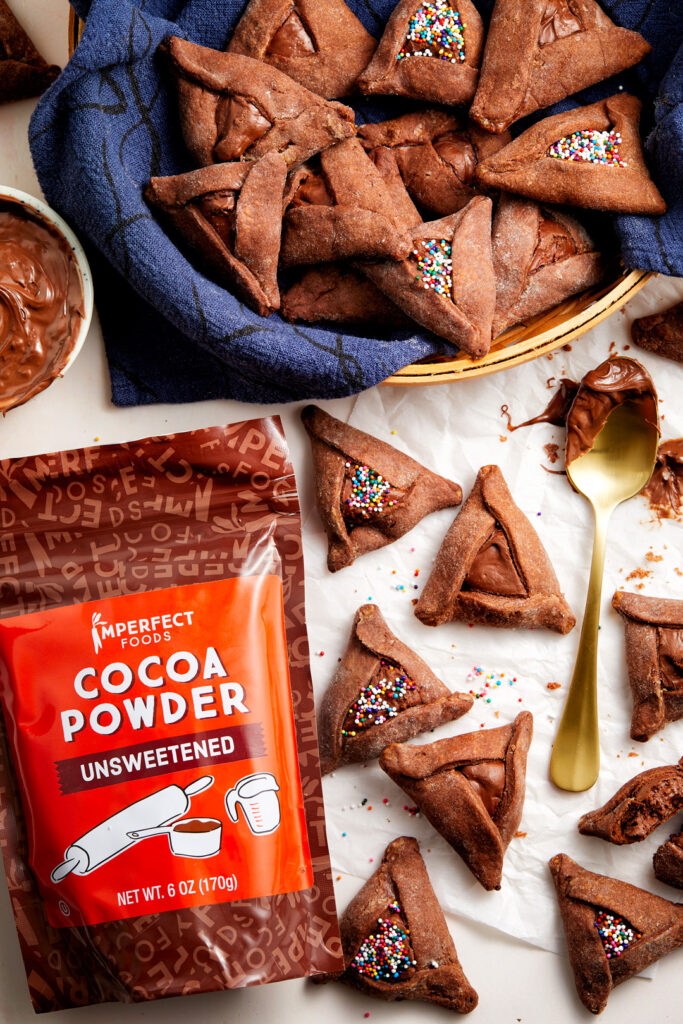 Chocolate Hazelnut Hamantaschen with Imperfect Foods Cocoa Powder
